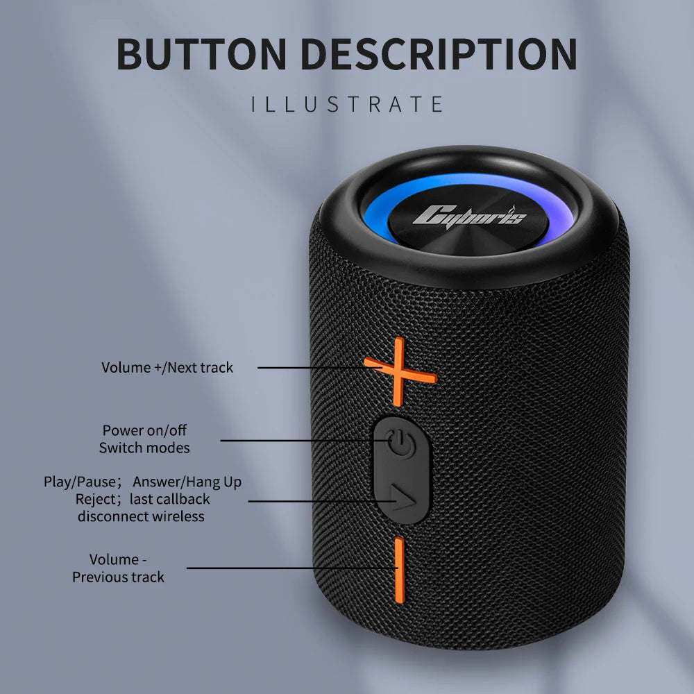 2 in 1 Portable Split Wireless Speaker, IPX6 Waterproof Portable Speaker with RGB Lights TWS Pairing for Outdoor, Home