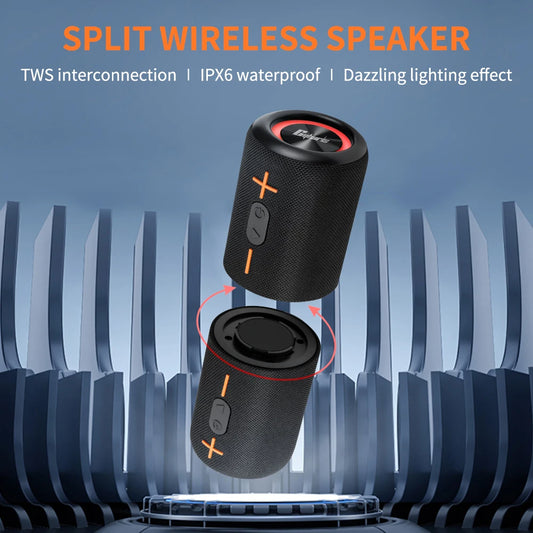 2 in 1 Portable Split Wireless Speaker, IPX6 Waterproof Portable Speaker with RGB Lights TWS Pairing for Outdoor, Home